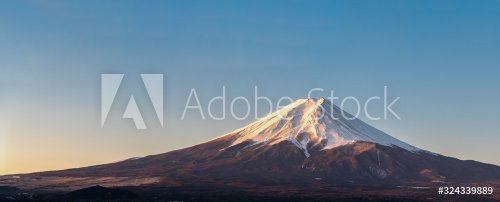 Japanese Fuji mountain on blue sky with copy space - 901156247