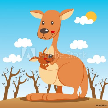 Kangaroo mom and baby - 901138693