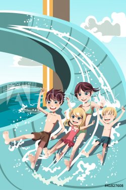 Kids playing in water slides - 900461324