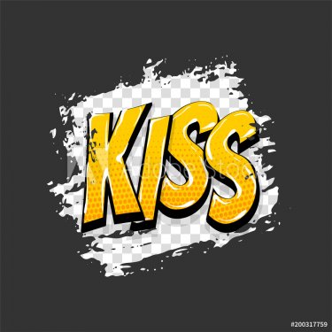 kiss xoxo love hand drawn pictures effects. Template comics grunge speech bub... - 901151962