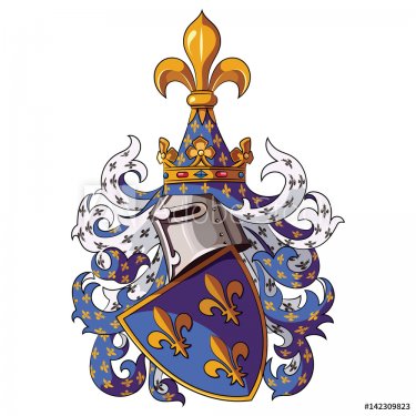 Knightly coat of arms. Medieval knight heraldry - 901154378