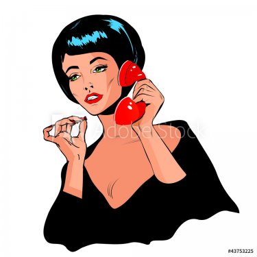 Lady Chatting On The Phone - Retro Clip Art vintage collection - 900899218