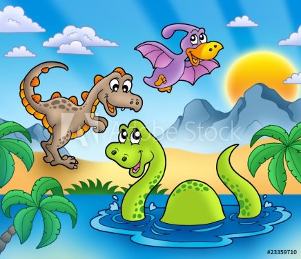 Landscape with dinosaurs 1 - 900492221