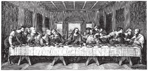 Leonardo's Last Supper engraving (vector) - 901152202