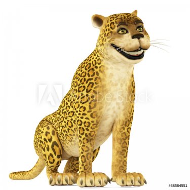 leopard cartoon seated and waiting - 900454530