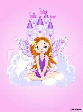 Little cute  fairy and a castle - 900469443