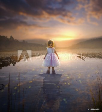 Little girl and adult reflection - 901151793