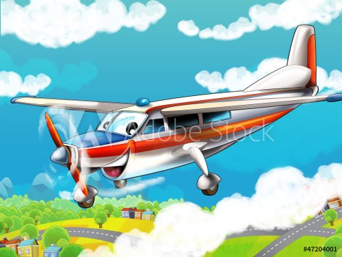 Little happy cartoon plane - illustration