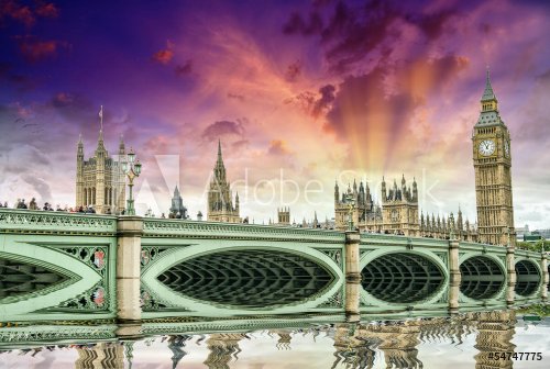 London, UK - Palace of Westminster (Houses of Parliament) with B - 901139095