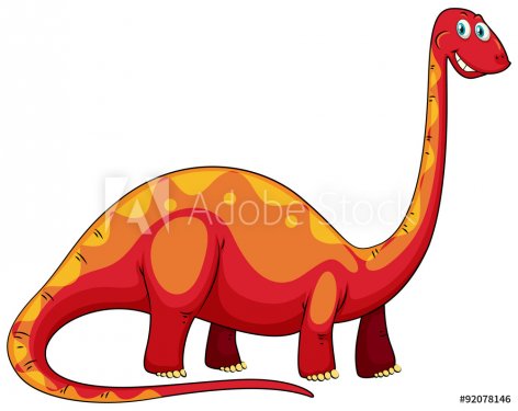 Long neck red .dinosaur on white - 901146947