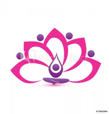 Lotus pink flower symbol vector logo design