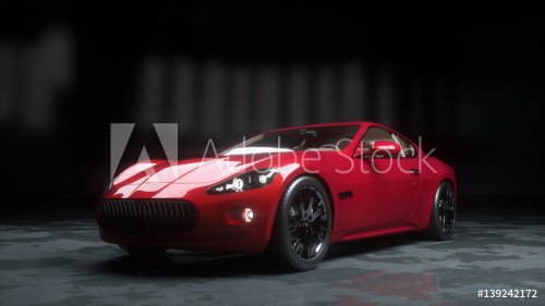luxury red sport car . realistic 3d rendering.