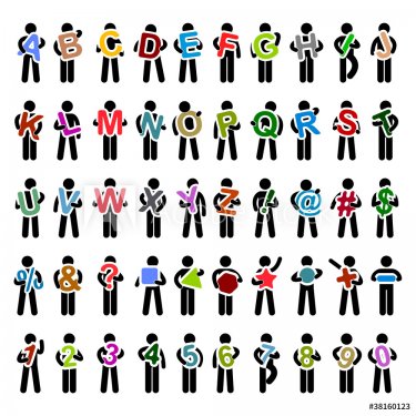 Man People Carrying Holding Colorful Alphabet Text - 900452592