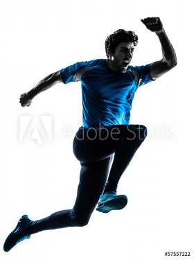 man runner sprinter jogger shouting silhouette - 901141902