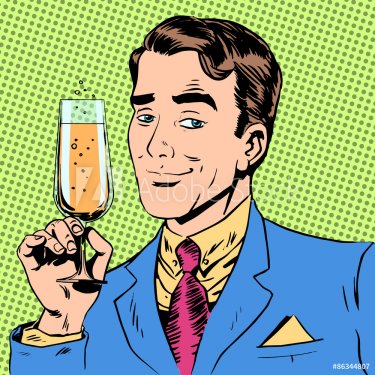 man with a glass of champagne date holiday toast - 901144698