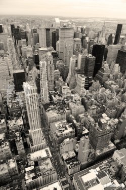 Manhattan skyline with New York City skyscrapers in black and wh - 900463852