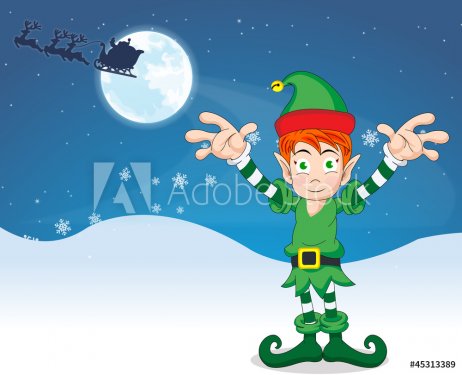 Merry Christmas elf, illustration - 900739802