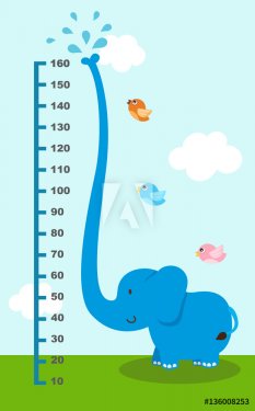 Meter wall with elephant.illustration. - 901154140