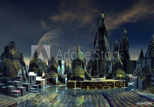 Modern Alien City Skyline - 900462504