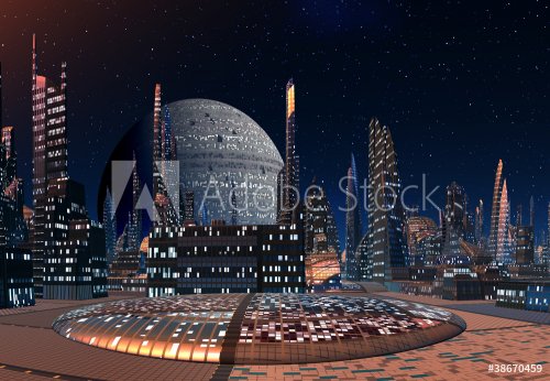 Modern City on an Alien Planet - 900462496