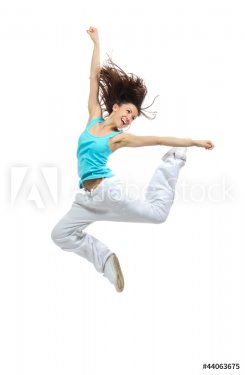 modern slim hip-hop style teenage girl jumping dancing - 900739846