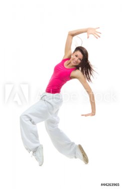 modern slim hip-hop style woman dancer break dancing