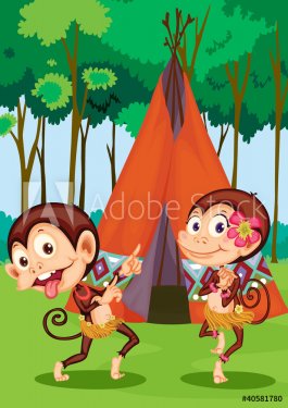monkeys camping - 900460696