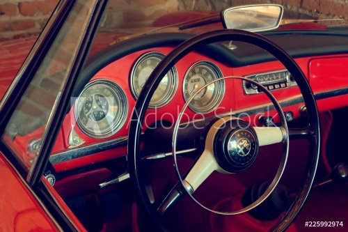 Montagnana, Italy August 27, 2018: Retro car Alfa Romeo convertible 1961 ode release.