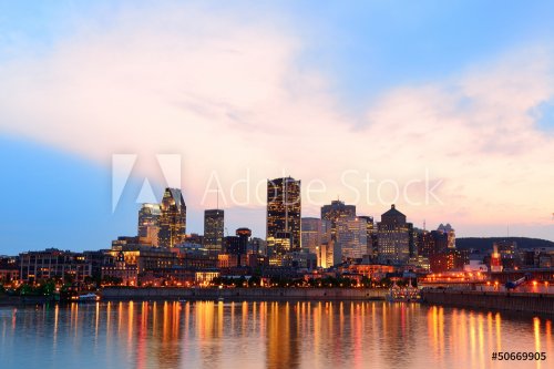 Montreal over river at sunset - 901140735
