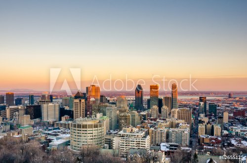 Montreal Skyline at Sunset in Winter
