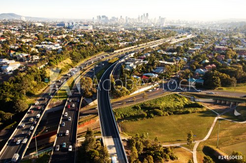 Morning rush hour from above in Brisbane - 901139297