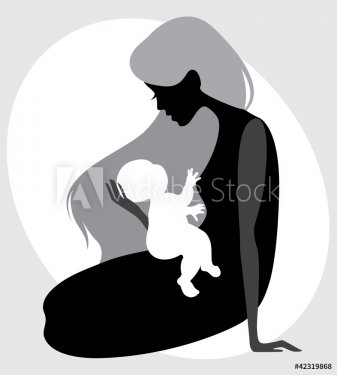 Mother and child silhouette - 900468912