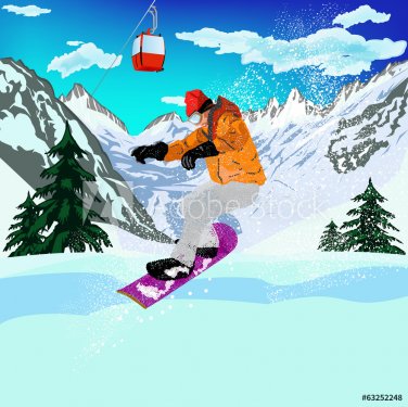 Mountain skiing.Extreme Snowboard.Vector - 901143097