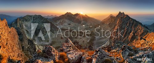 Mountain sunset panorama from peak - Slovakia Tatras - 901144618