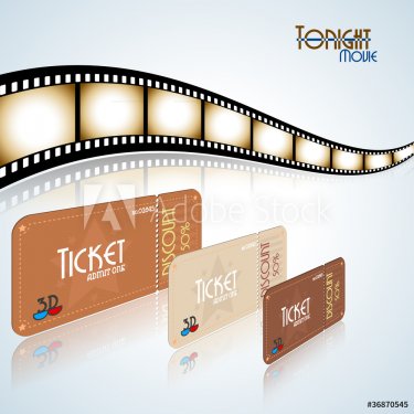 Movie background. Film strip and tickets. Vector