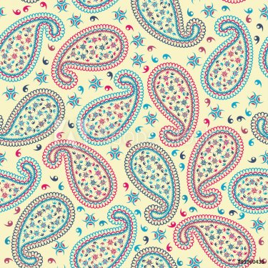 Multicolor Seamless Paisley Pattern - 901147294
