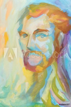 multicolored abstract portrait of man - 900899433