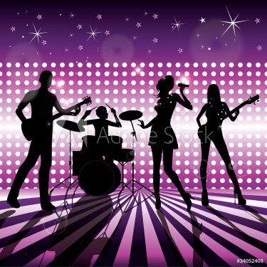 music band on stage vector - 901138697