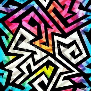 music geometric seamless pattern with grunge effect - 901144741