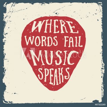 music hand drawn typography poster with plectrum. where words fa - 901148135