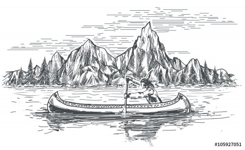 Native american in canoe boat - 901148645