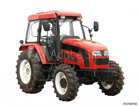 New red tractor isolated over white background - 900079409