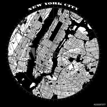 New York City Manhattan Compass Design Map