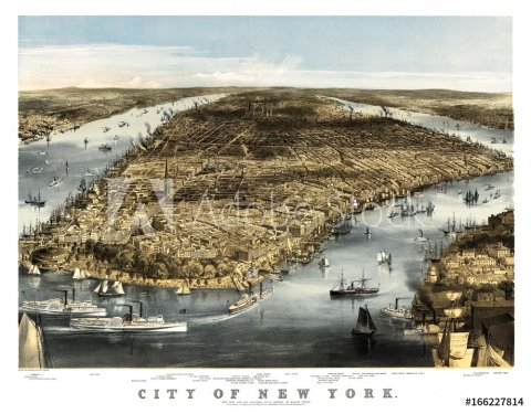New York old aerial view. By Charles Parsons. Publ. N. Currier, New York, 1856 - 901152172