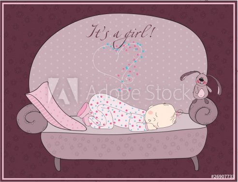 Newborn Baby Girl Sleeping Card - 900601011