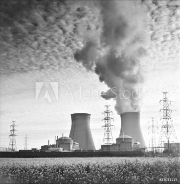 nuclear power plant monochrome BW film grain - 900463855