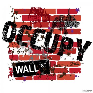 Occupy Wall Street Sign on a grungy brick wall