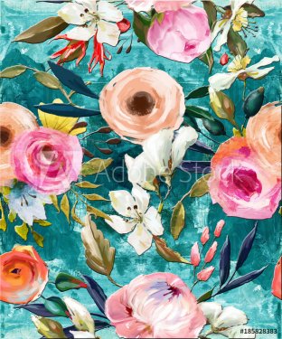 oil painted seamless floral pattern