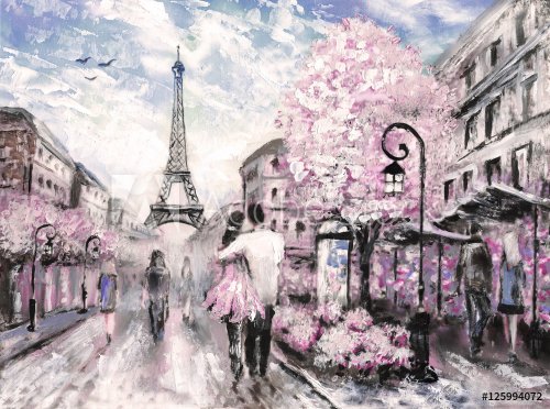 Oil Painting, Street View of Paris. .european city landscape - 901148571