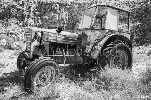 Old abandoned rusted tractor - 901148846
